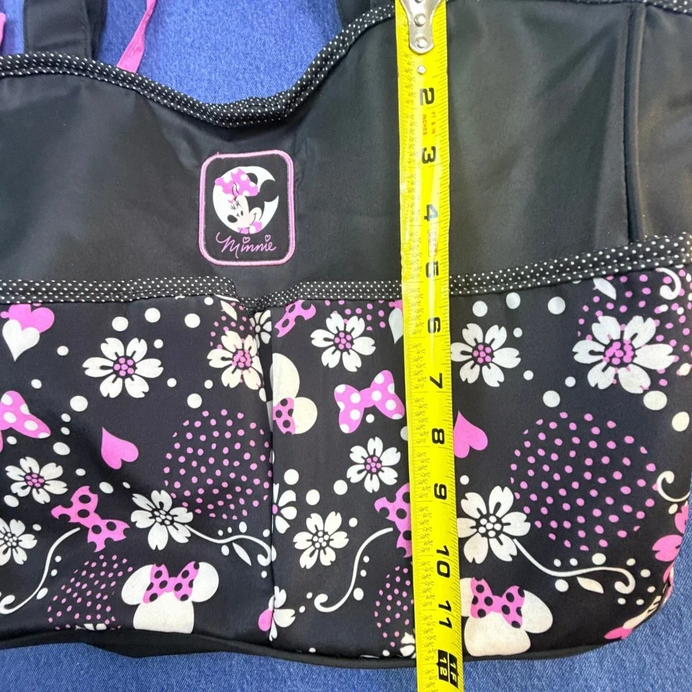 2015 Disney Baby Minnie Mouse Diaper Bag Black Pink polka dots